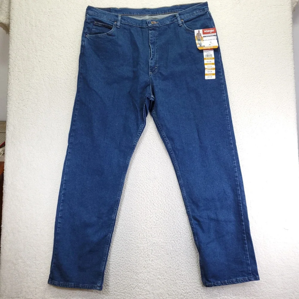 Wrangler Five Star Heritage Relaxed Fit Jeans Men 42x34 Blue Denim 1097FXVMD NEW